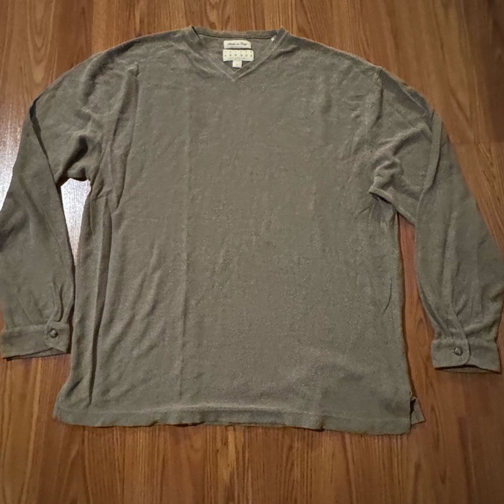 Joseph Abboud Long Sleeve Shirt Taupe Size L Made‎ in Italy Luxury Old Money
